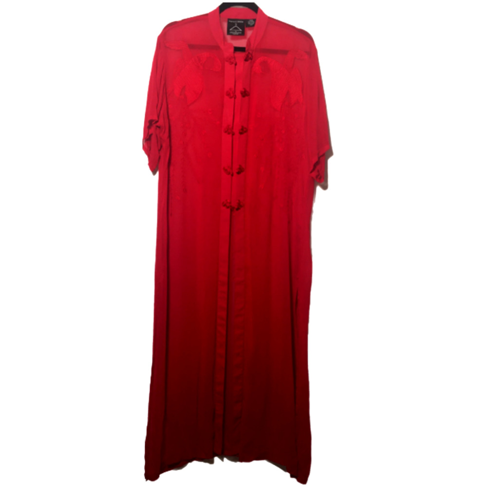 Vintage Shopping with Anthony Red Peacock Sheer Robe Lingerie Housecoat Sz Large